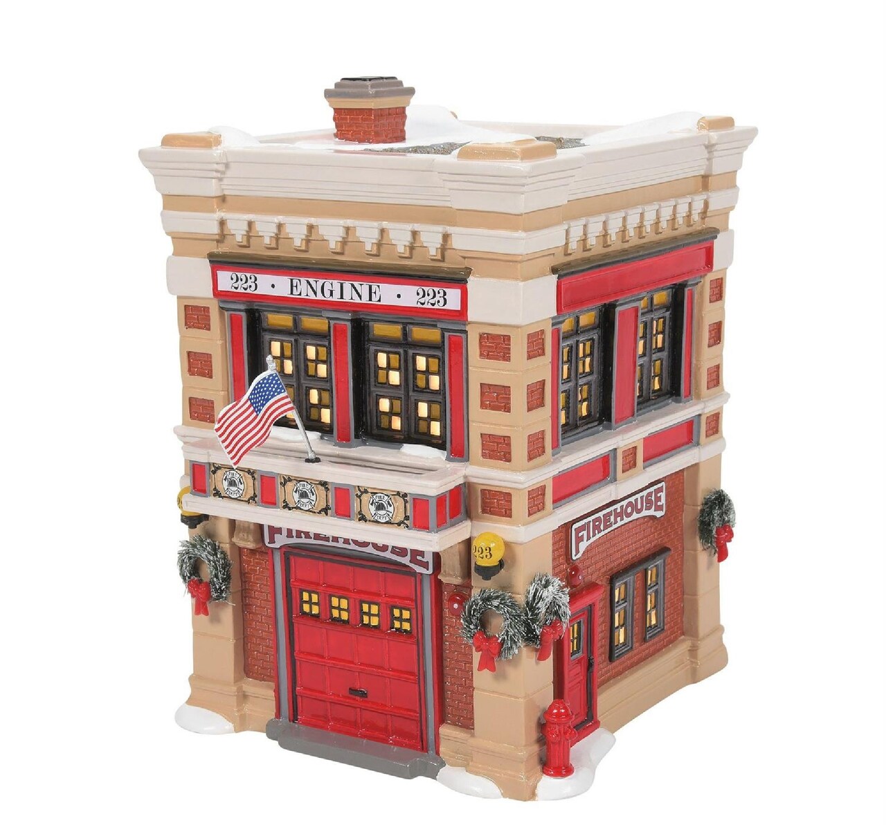 Department 56 Department 56 Original Snow Village Lighted Christmas Engine 223 Fire House #6011422